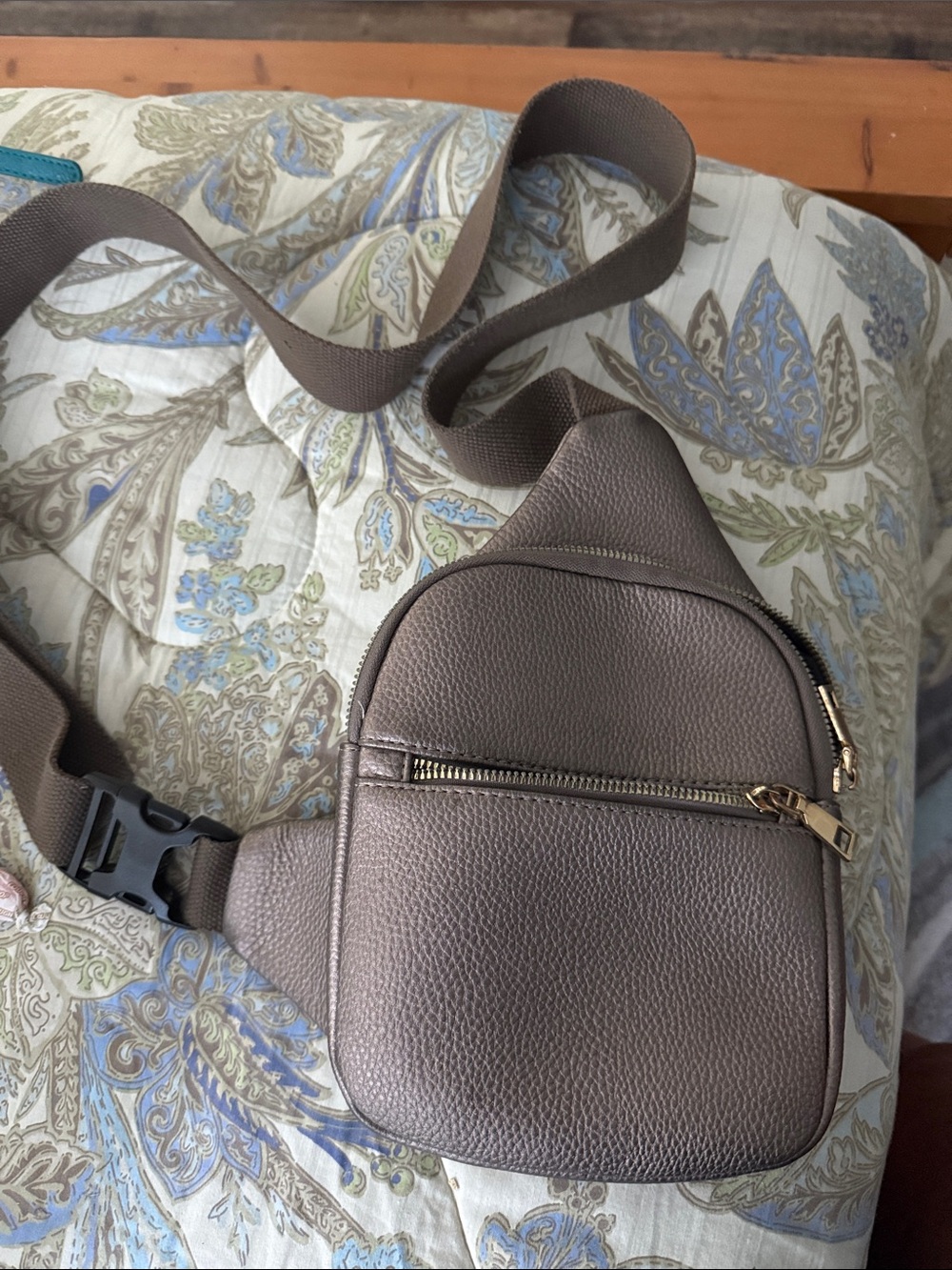Men's Taupe Crossbody Sling Bag - Unbranded